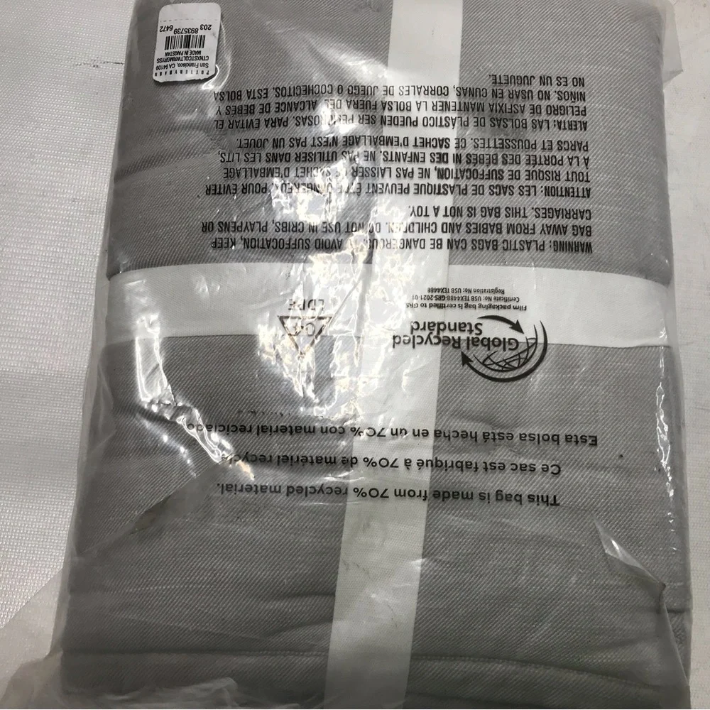 Pottery Barn Cross Stitch Cotton Quilted Sham Warm Gray Standard 26 x 20” New